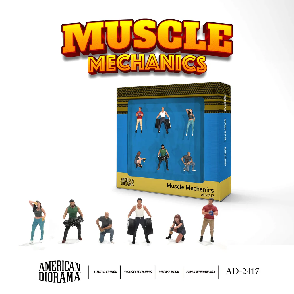 American Diorama 1/64 Figure Set: Muscle Mechanıcs AD-2417