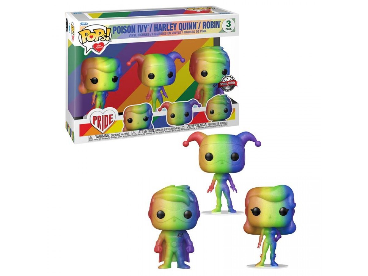 Funko Pop - Funko Pop DC Pride: 3- Pack Heroes- Poison Ivy, Harley Quinn, Robin Special Edition 19003-5996 Funko Pop - Funko Pop DC Pride: 3- Pack Heroes- Poison Ivy, Harley Quinn, Robin Special Edition 19003-5996