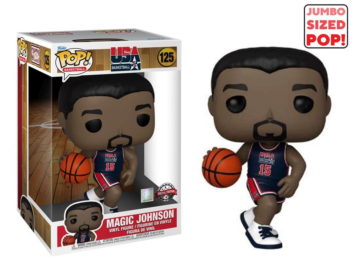 Funko Pop - Funko Pop Jumbo: Usa Basketball- Magic Johnson 1992 Team Usa Navy Uni Special Edition No:125 19595-6627 Funko Pop - Funko Pop Jumbo: Usa Basketball- Magic Johnson 1992 Team Usa Navy Uni Special Edition No:125 19595-6627