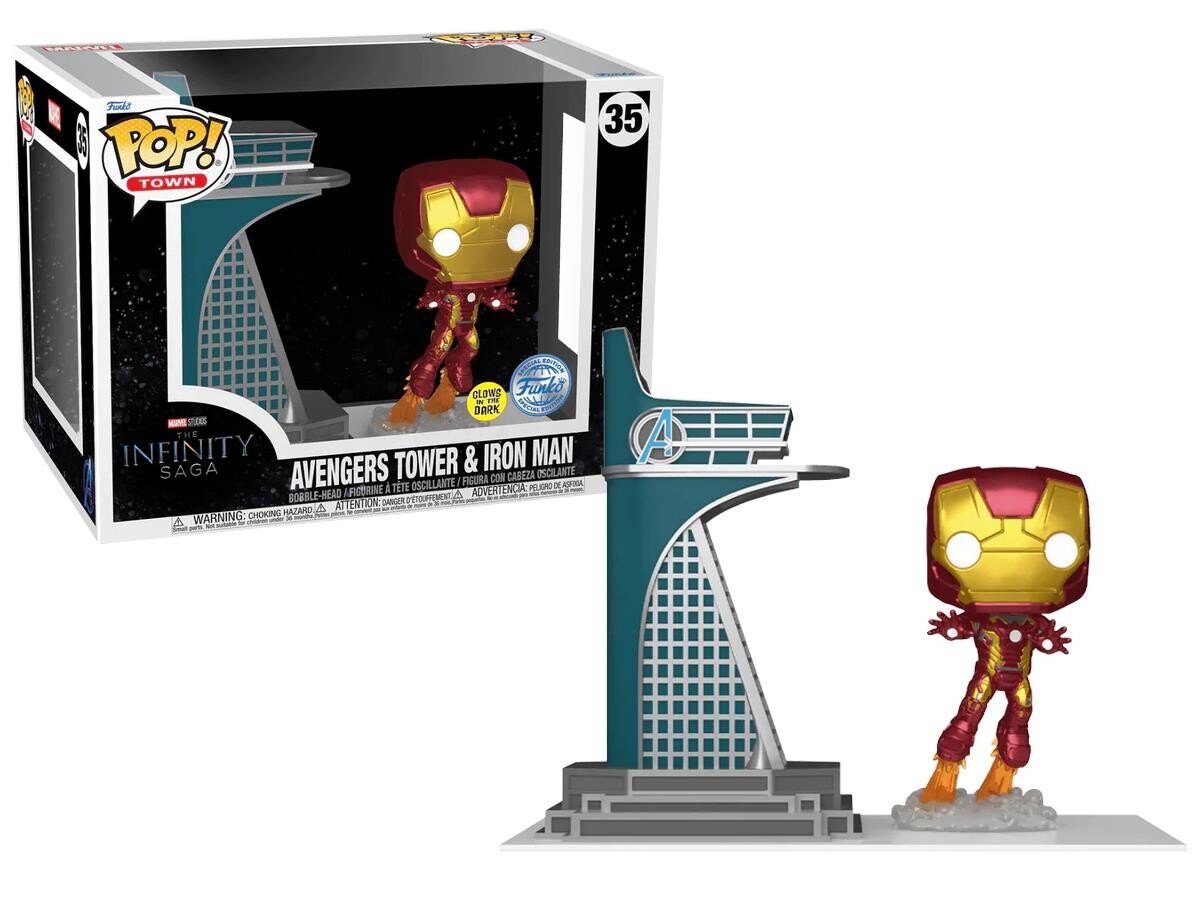 Funko Pop - Funko Pop Town: Marvel The Infinity Saga Avengers Tower Iron Man Glows in The Dark 19922-6899