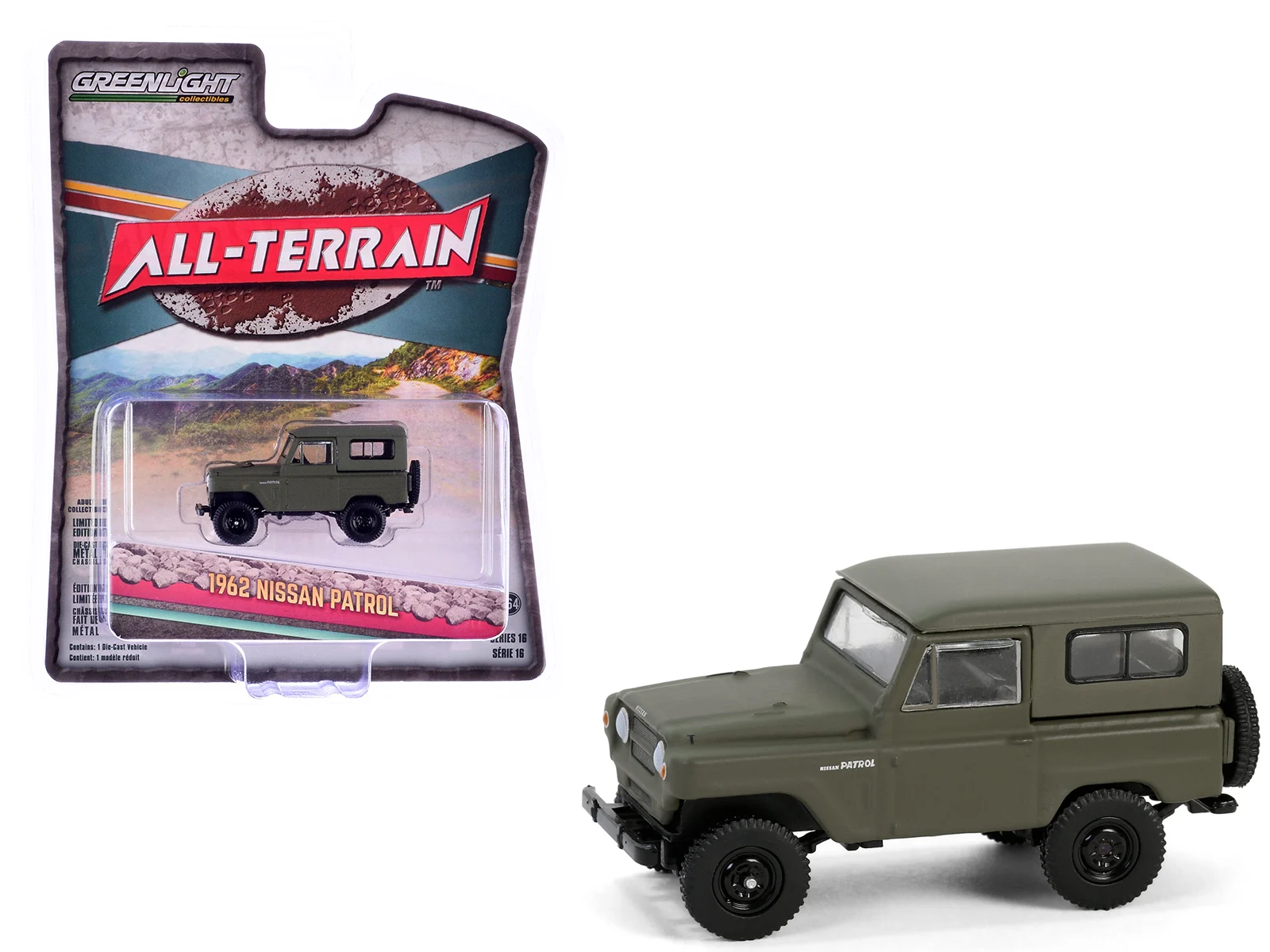 Greenlight - Greenlight 1/64 All-Terrain Series 16- 1962 Patrol Matt Olive Green 35290-A