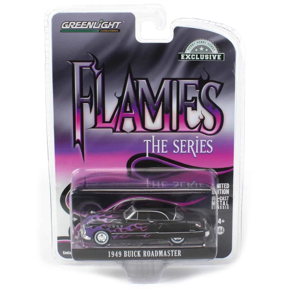 Greenlight - Greenlight 1/64 Flames The Series - 1949 Buick Roadmaster Hardtop - Black with Flames 30432