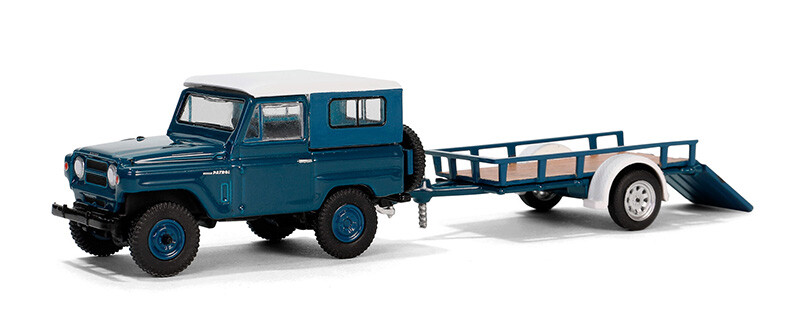 Greenlight - Greenlight 1/64 Hitch & Tow Series 31 - 1961 Nissan Patrol Hard Top with Utility Trailer in Blue and White 32310-A Greenlight - Greenlight 1/64 Hitch & Tow Series 31 - 1961 Nissan Patrol Hard Top with Utility Trailer in Blue and White 32310-A