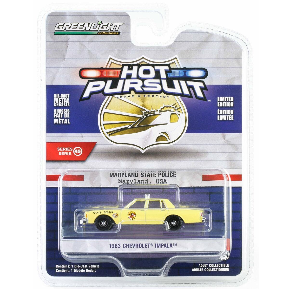 Greenlight - Greenlight 1/64 Hot Pursuit Series 45- 1983 Chevrolet Impala Police 43030-A Greenlight - Greenlight 1/64 Hot Pursuit Series 45- 1983 Chevrolet Impala Police 43030-A