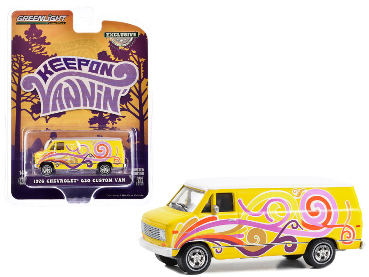 Greenlight - Greenlight 1/64 Vannin' - 1976 Chevrolet G20 Custom Van - Yellow with Swirls 30476 Greenlight - Greenlight 1/64 Vannin' - 1976 Chevrolet G20 Custom Van - Yellow with Swirls 30476