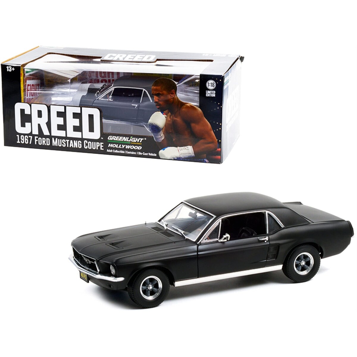 Greenlight 1:18 Creed (2015) - Adonis Creed's 1967 Ford Mustang Coupe - Matte Black 13611 - Thumbnail