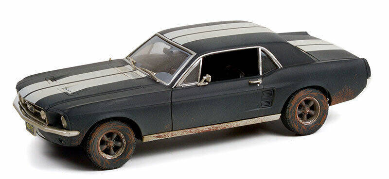 Greenlight 1:18 Creed II (2018) - Adonis Creed's 1967 Ford Mustang Coupe - Matte Black with White Stripes (Weathered) 13626