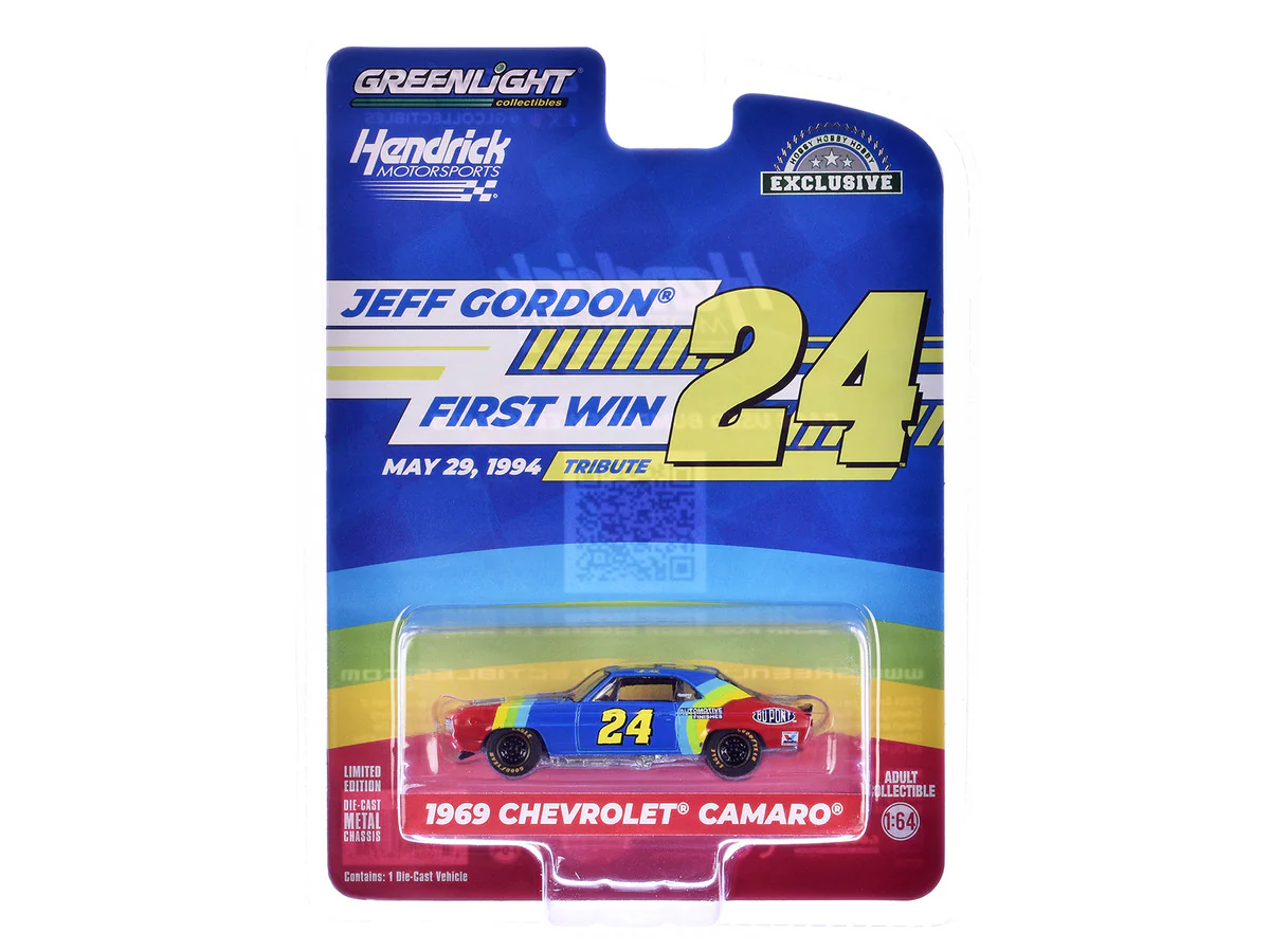 Greenlight 1/64 1969 Chevrolet Camaro - Jeff Gordon / Hendrick Motorsports First Win Tribute - May 29, 1994 - Charlotte, NC 30492