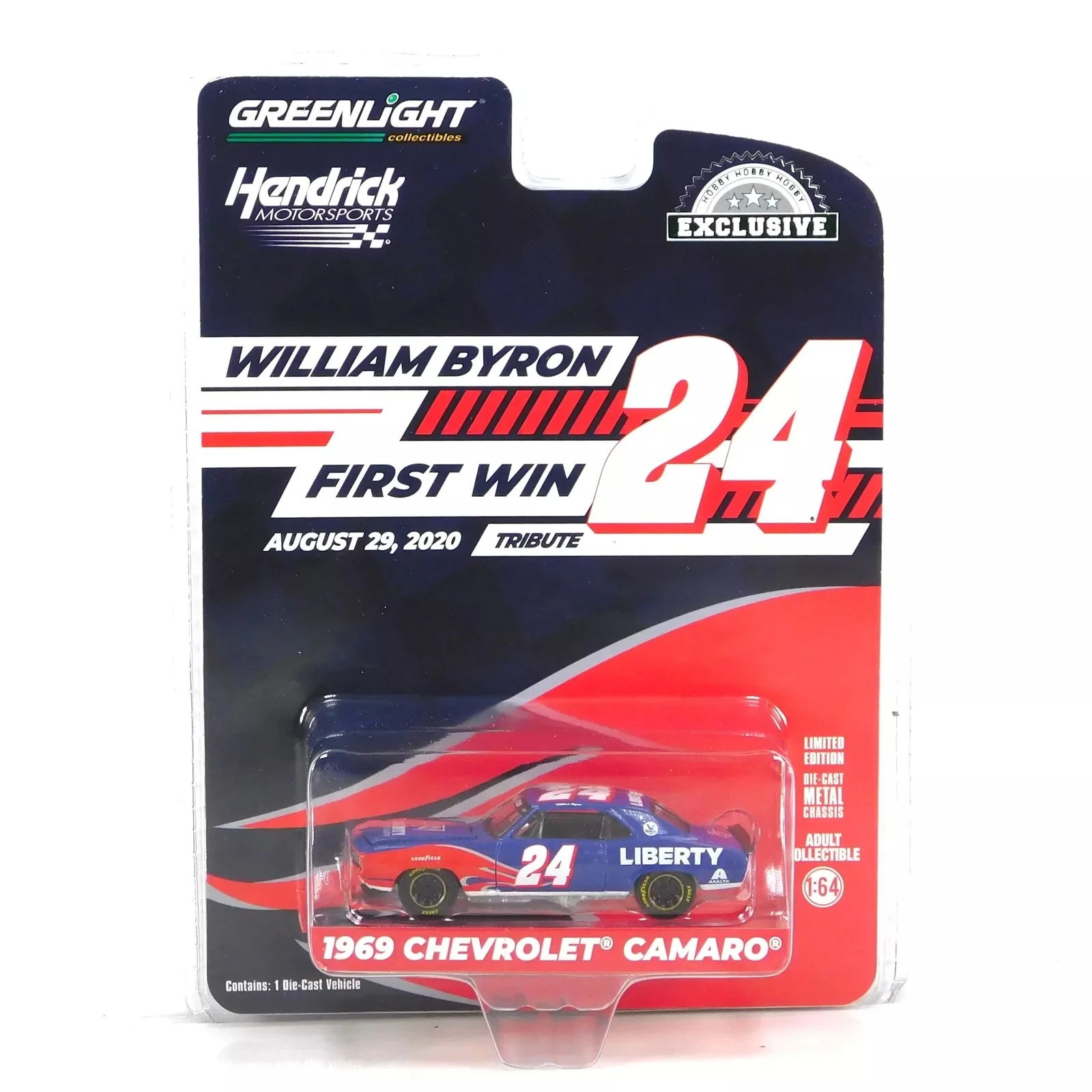 Greenlight 1/64 1969 Chevrolet Camaro - William Byron / Hendrick Motorsports First Win Tribute August 29, 2020 - Daytona Beach, FL 30496