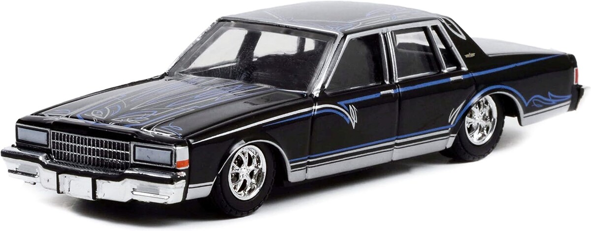 Greenlight 1/64 California Lowriders Series 1 - 1987 Chevrolet Caprice Lowrider - Custom Black Solid Pack 63010-D - Thumbnail