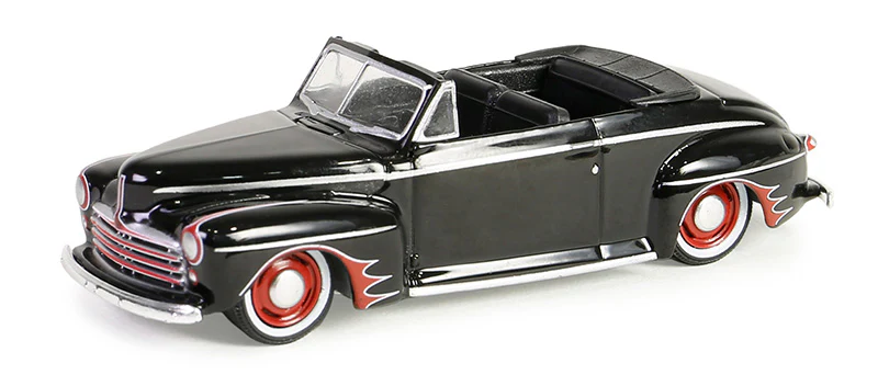 Greenlight 1/64 California Lowriders Series 5 - 1947 Ford Deluxe Convertible – Black and Red Solid Pack 63060-A