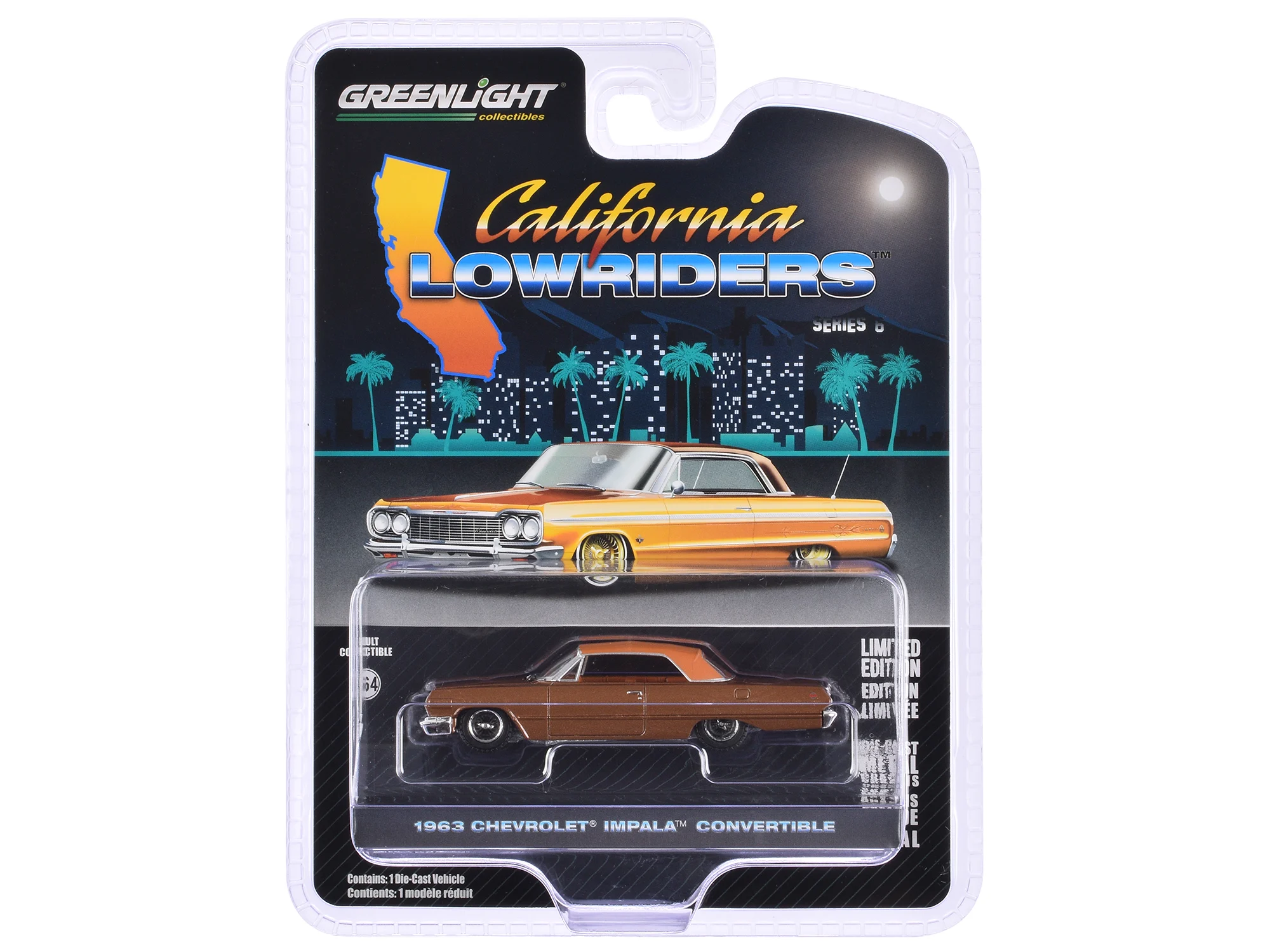 Greenlight 1/64 California Lowriders Series 6- 1963 Chevrolet Impala SS Convertible Top Up 63070-C