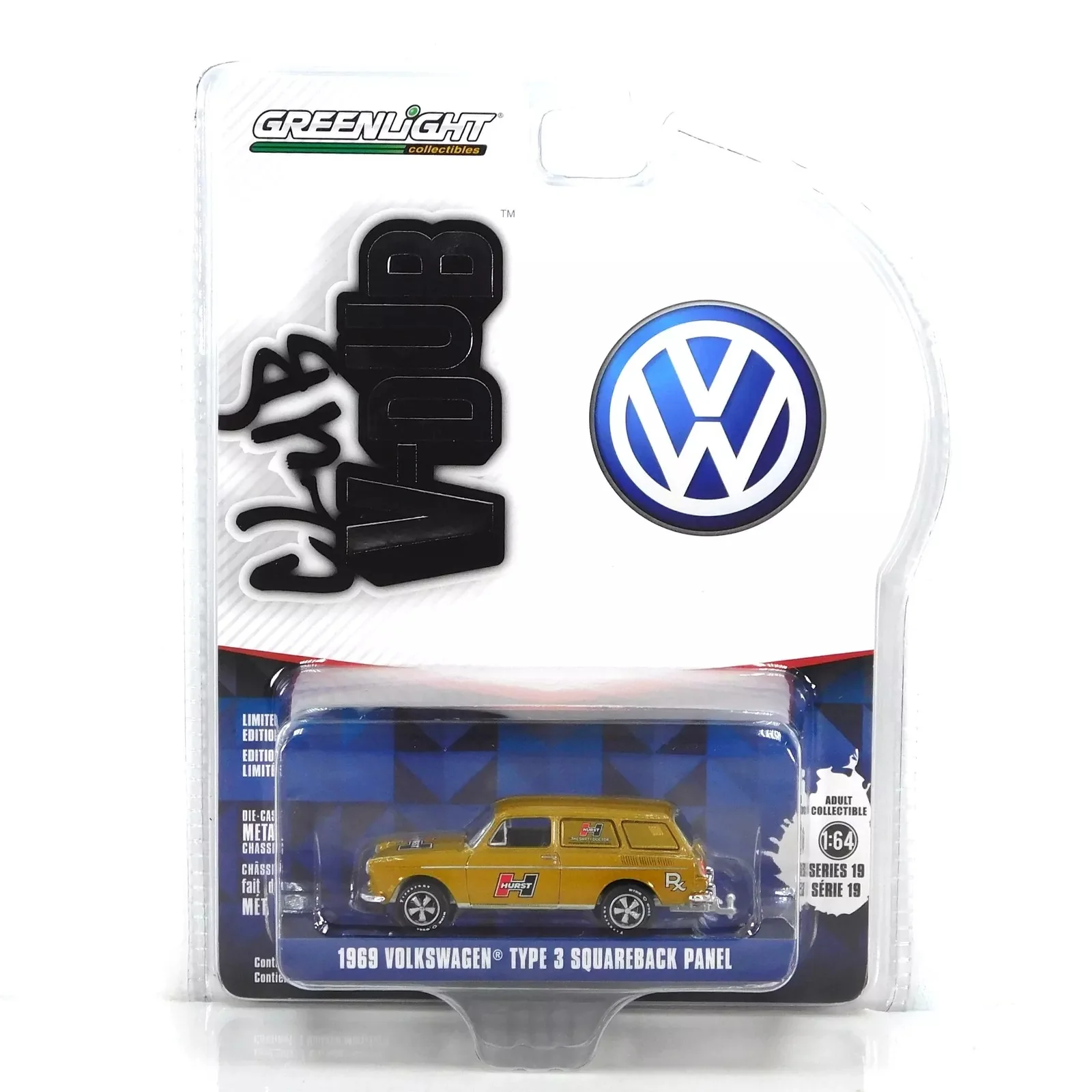 Greenlight 1/64 Club Vee-Dub Series 19- 1969 Volkswagen Type 3 Squareback Panel 36100-B