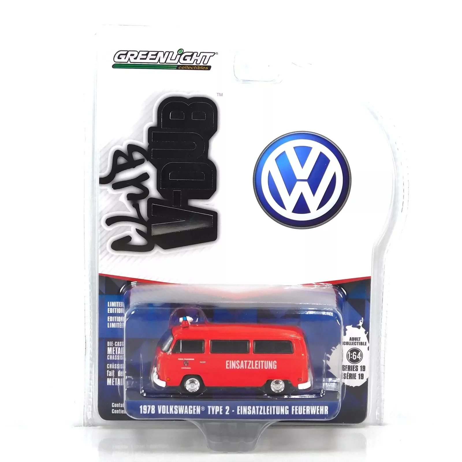 Greenlight 1/64 Club Vee-Dub Series 19- 1978 Volkswagen Type 2 - Einsatzleitung Feuerwehr 36100-C
