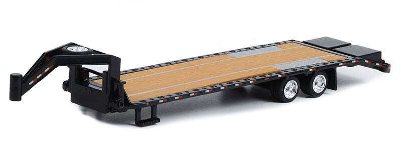 Greenlight 1/64 Gooseneck Trailer - Black with Red and White Conspicuity Stripes 30390