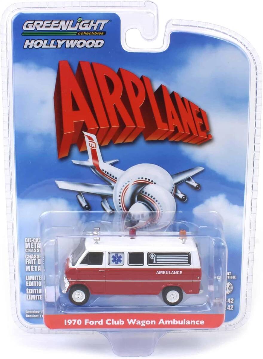 Greenlight 1/64 Hollywood Series 42- 1970 Ford Club Wagon Ambulance - Airplane! (1980) 62030-B