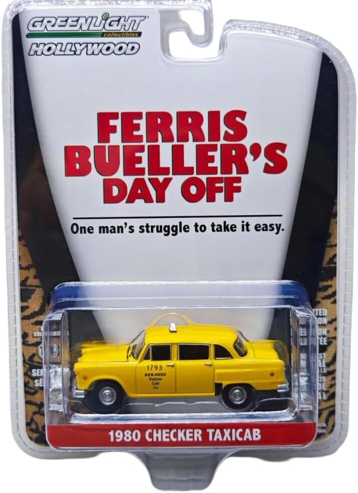 Greenlight 1/64 Hollywood Series 42- Ferris Bueller's Day Off - 1980 Checker Taxicab Yellow Cab 62030-C - Thumbnail