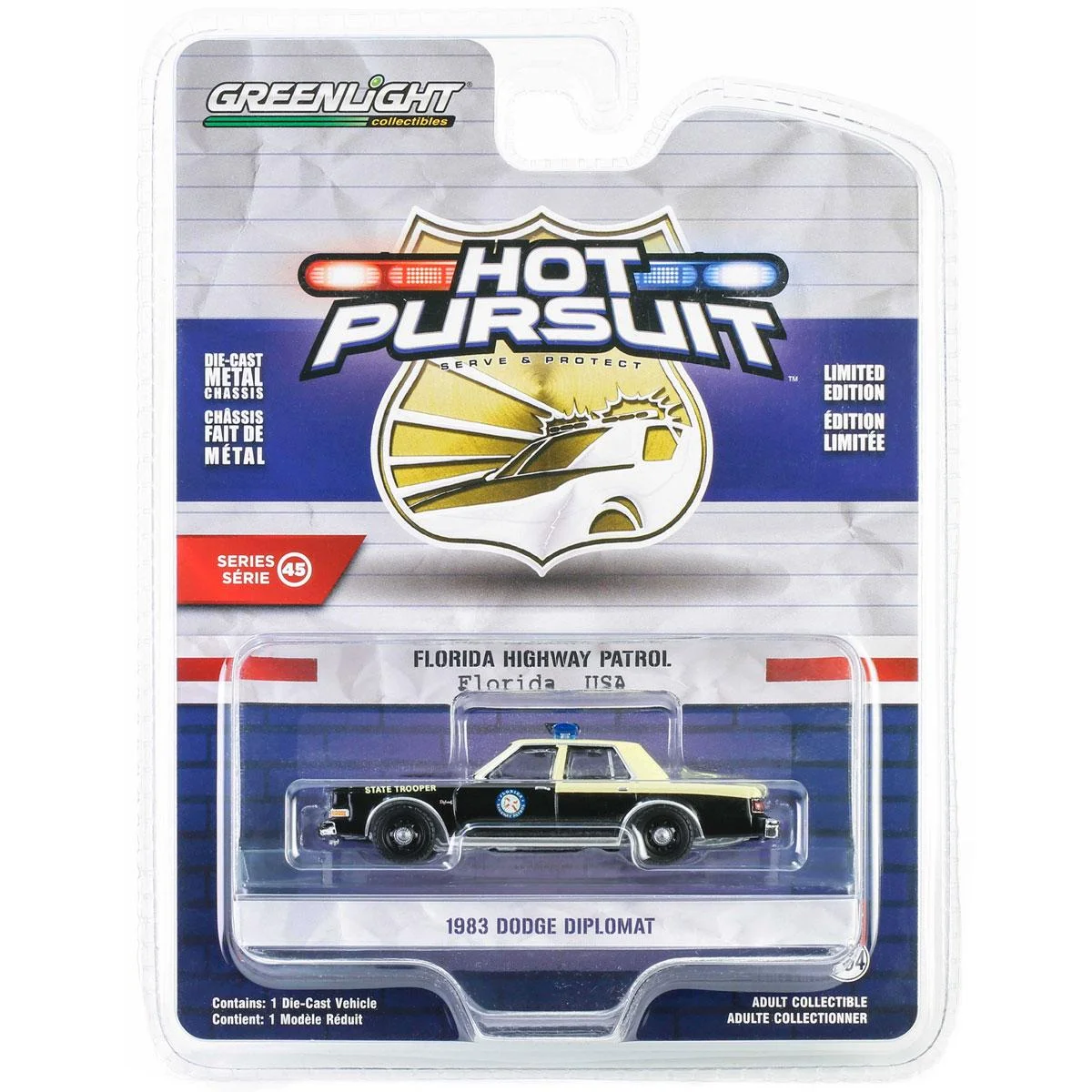 Greenlight 1/64 Hot Pursuit Series 45- 1983 Dodge Diplomat Patrol 43030-B