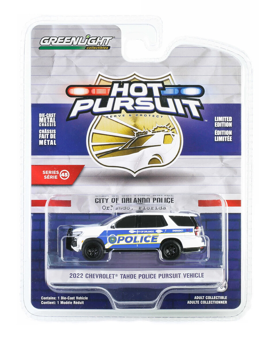 Greenlight 1/64 Hot Pursuit Series 45- 2022 Chevrolet Tahoe Police Pursuit Vehicle 43030-E - Thumbnail