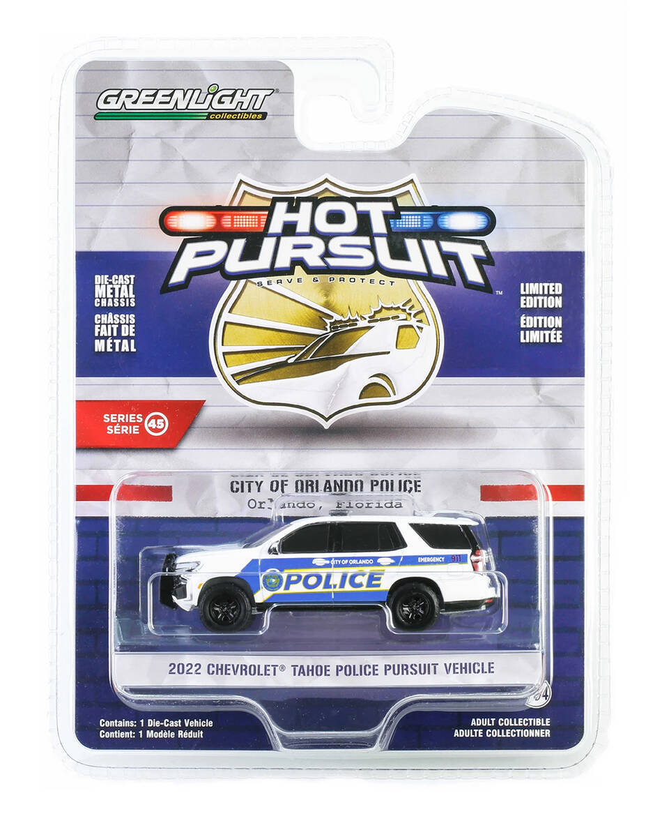 Greenlight 1/64 Hot Pursuit Series 45- 2022 Chevrolet Tahoe Police Pursuit Vehicle 43030-E