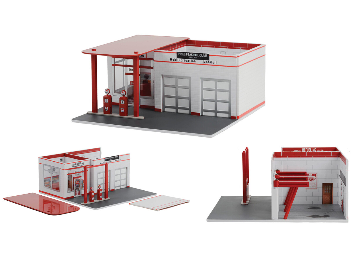 Greenlight 1/64 Mechanic's Corner Series 10 - Vintage Gas Station - Pikes Peak Hill Climb Official Refueling Station Solid Pack 57102 - Thumbnail