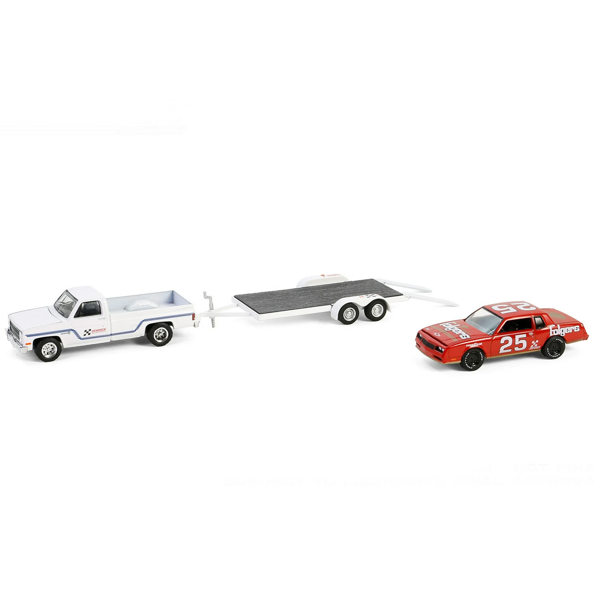 Greenlight 1/64 Racing Hitch & Tow Series 5 - Hendrick Motorsports - 1986 Chevrolet C30 Custom Deluxe and #25 Folgers Coffee 1986 Chevrolet Monte Carlo SS 31170-B
