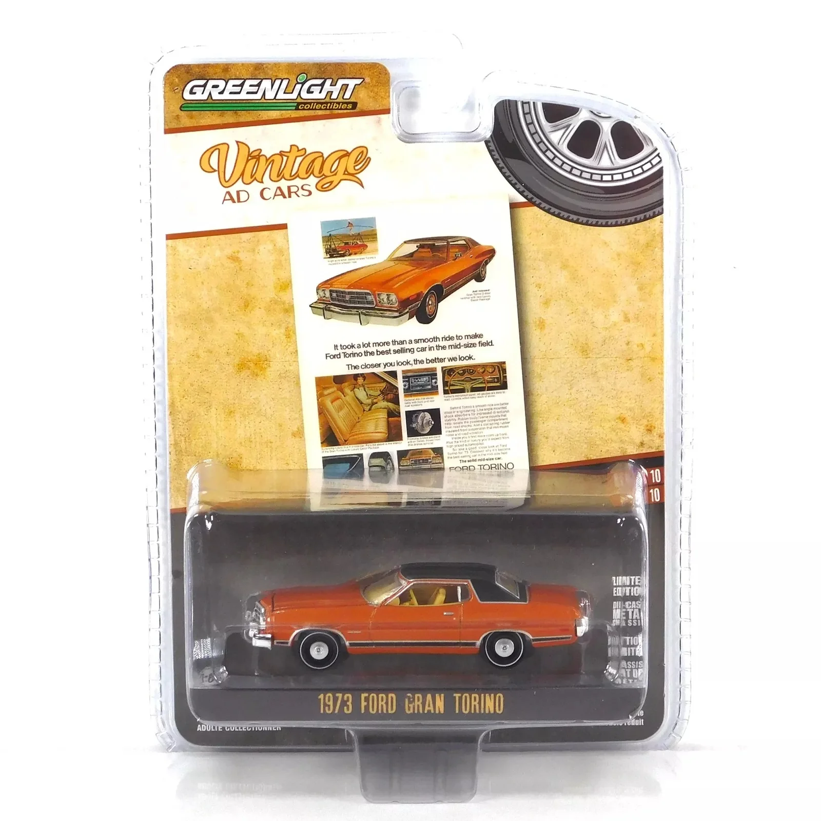 Greenlight 1/64 Vintage Ad Cars Series 10- 1973 Ford Gran Torino 39140-E