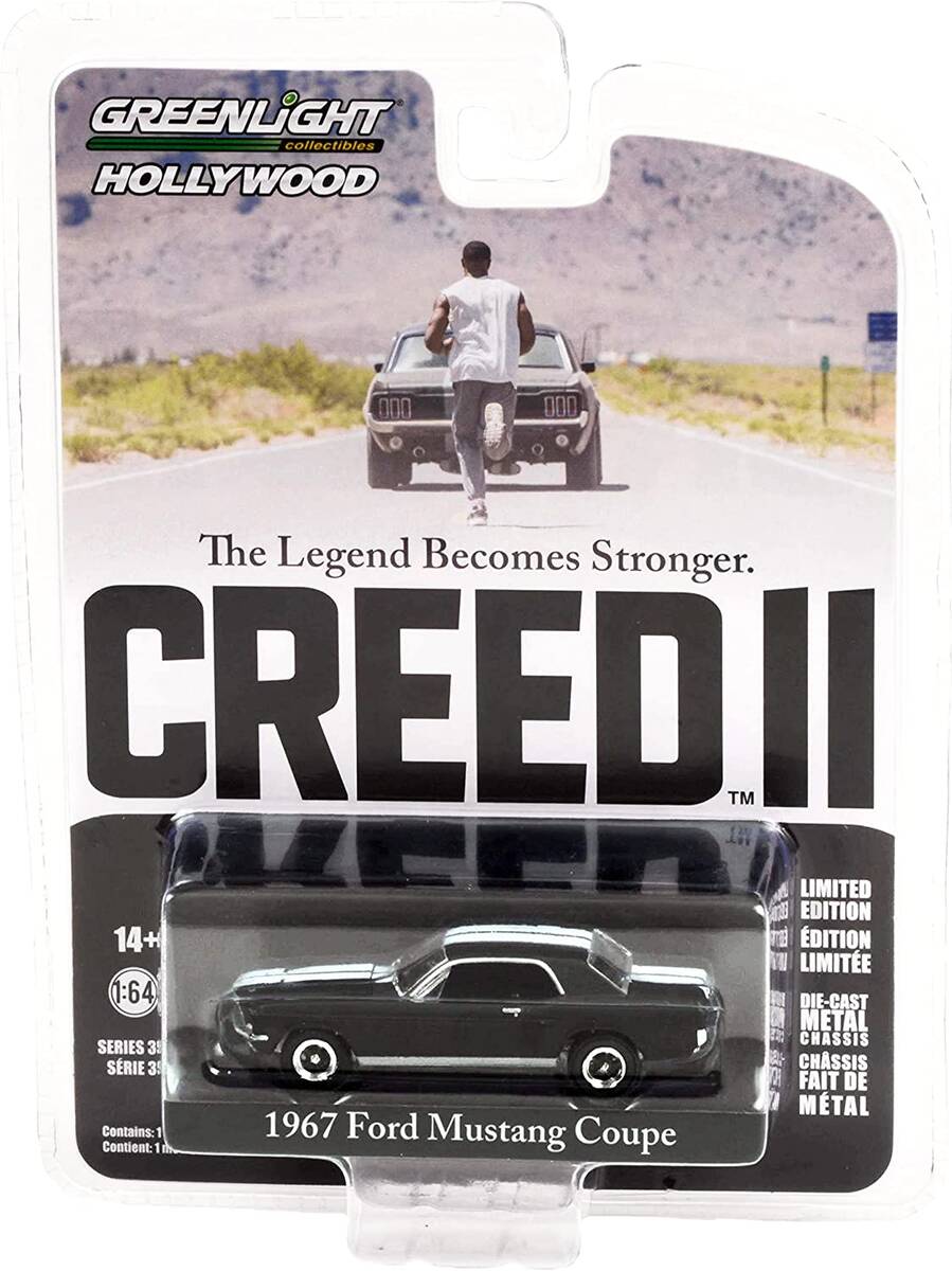 Greenlight 1:64 Hollywood Series 35 Adonis Creed's 1967 Ford Mustang Coupe in Black with White Stripes - Creed II (2018) 44950-F