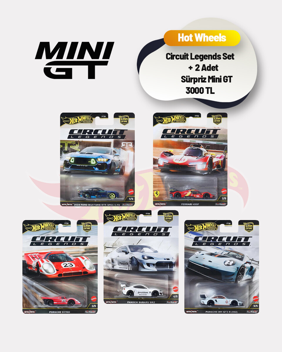 Hot Wheels - Hot Wheels Circuit Legends Set + 2 Adet Sürpriz Mini GT Hot Wheels - Hot Wheels Circuit Legends Set + 2 Adet Sürpriz Mini GT