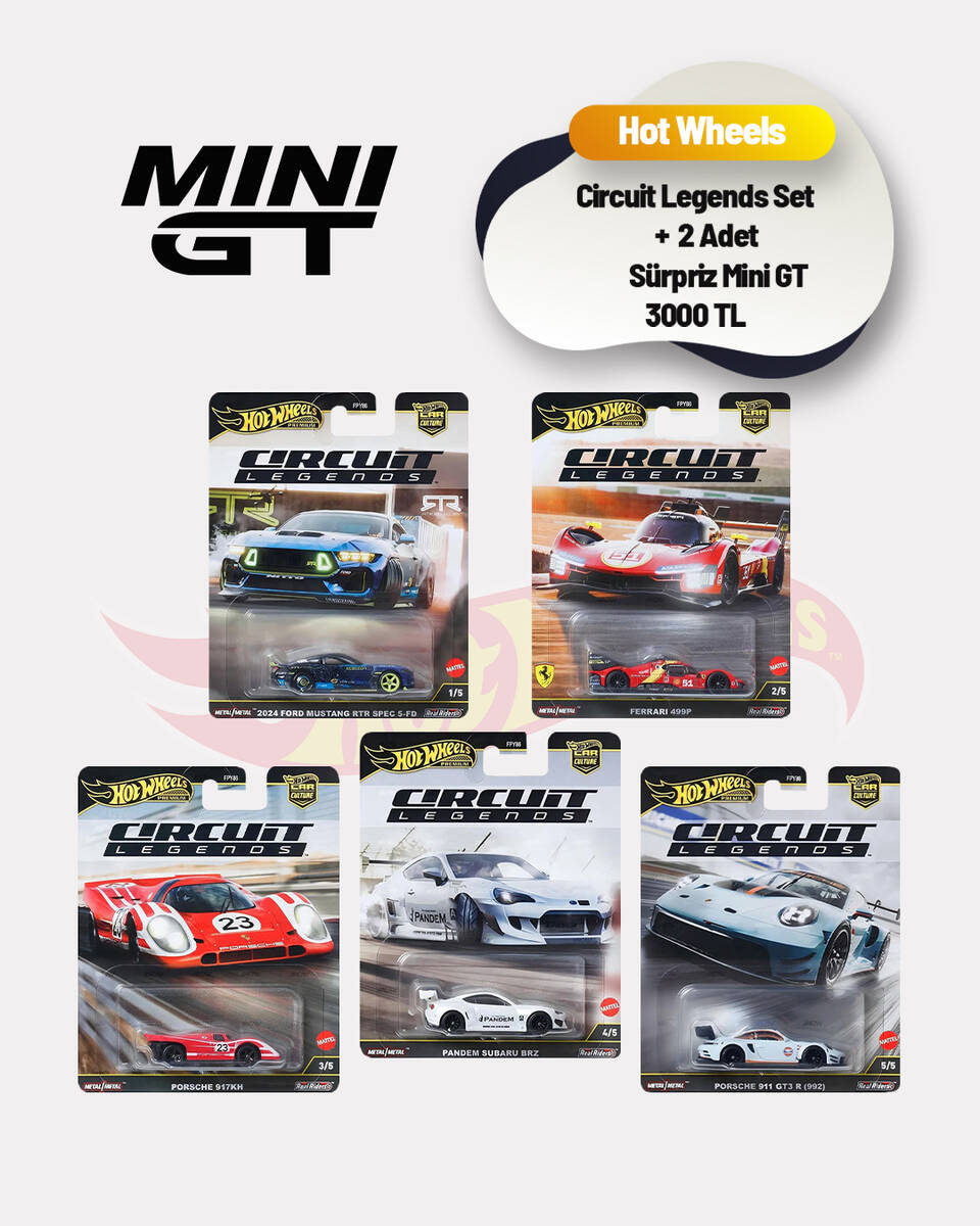 Hot Wheels Circuit Legends Set + 2 Adet Sürpriz Mini GT