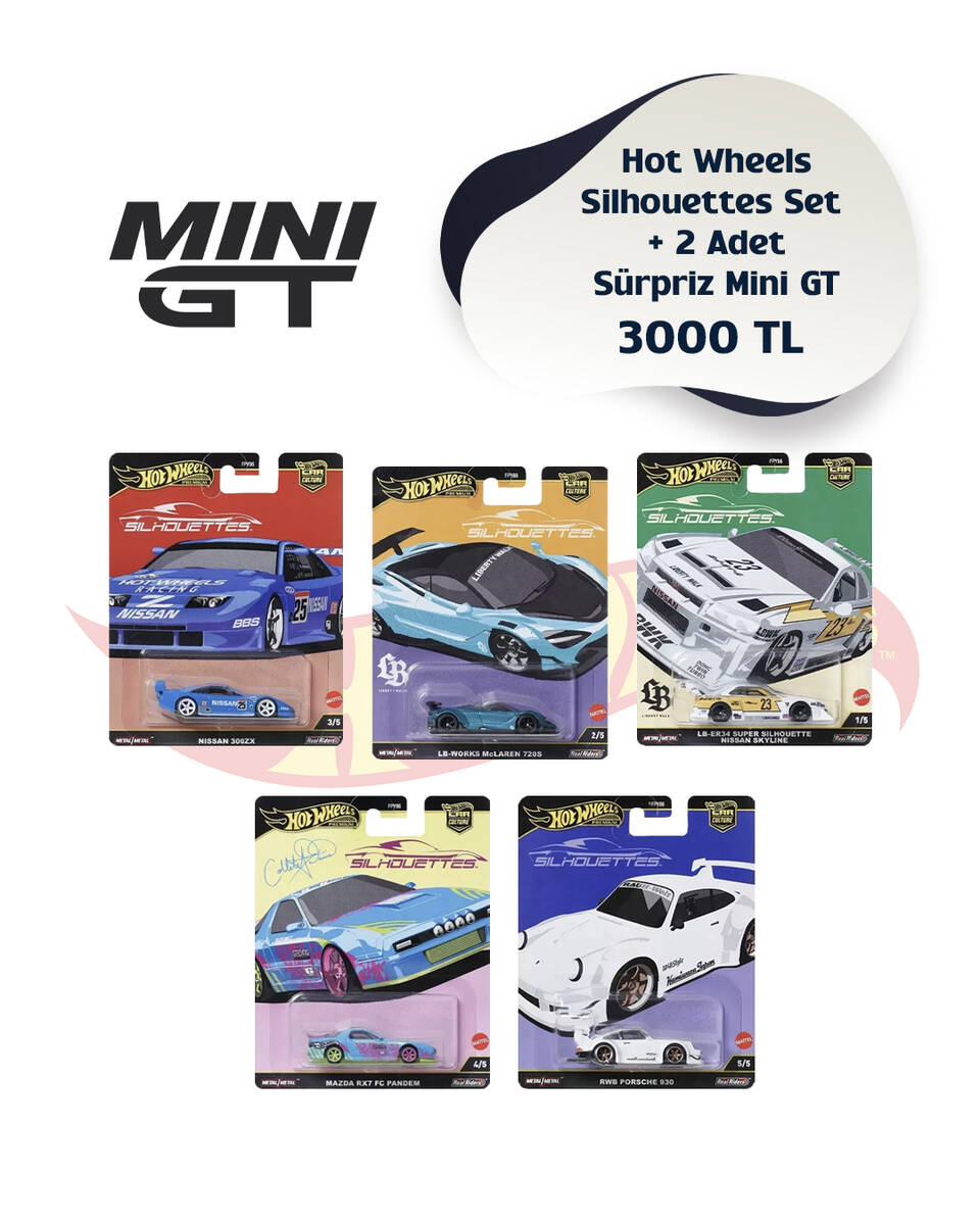 Hot Wheels Silhouettes Set + 2 Adet Sürpriz Mini GT