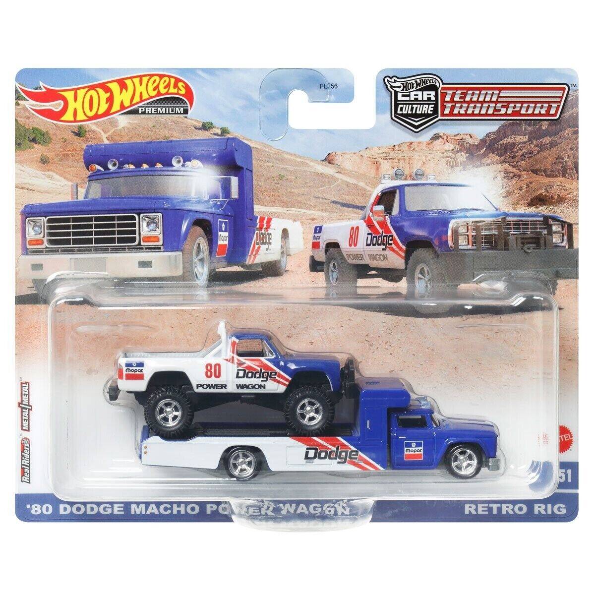 Hot Wheels Team Transport '80 Dodge Macho Power Wagon & Retro Rig