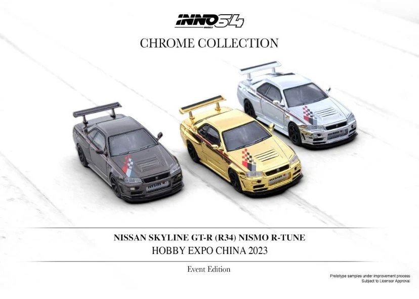 Inno - Inno 1/64 Nissan Skyline GT-R R34 Nismo R-Tune Chrome 3 Cars Set