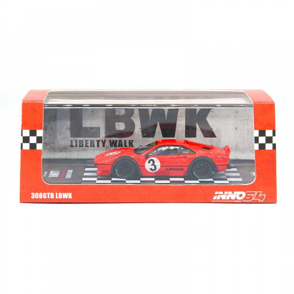 Inno 1/64 LIBERTY WALK 308 GTB Red IN64-LBWK308-RED - Thumbnail