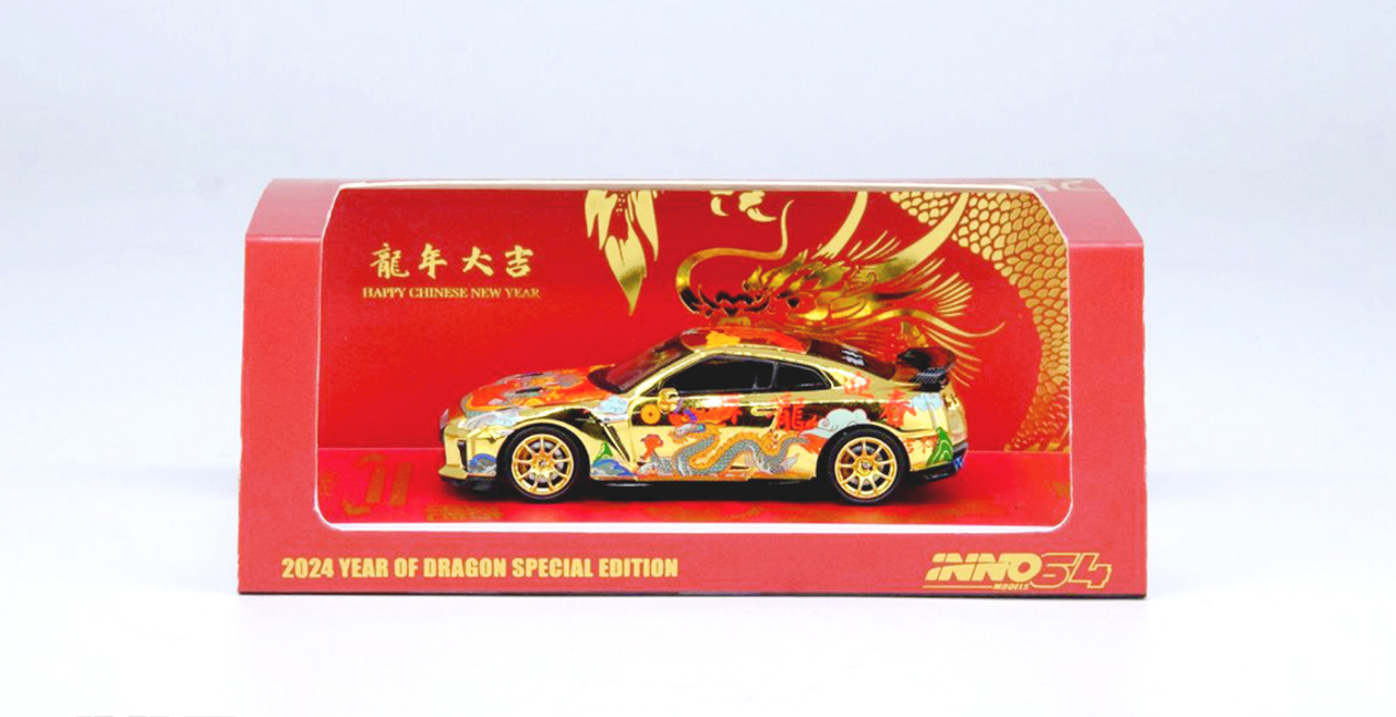 Inno 1/64 NISSAN GT-R (R35) Year Of The Dragon Special Edition (Chinese New Year 2024 Special Edition) IN64-R35-CNY24 - Thumbnail