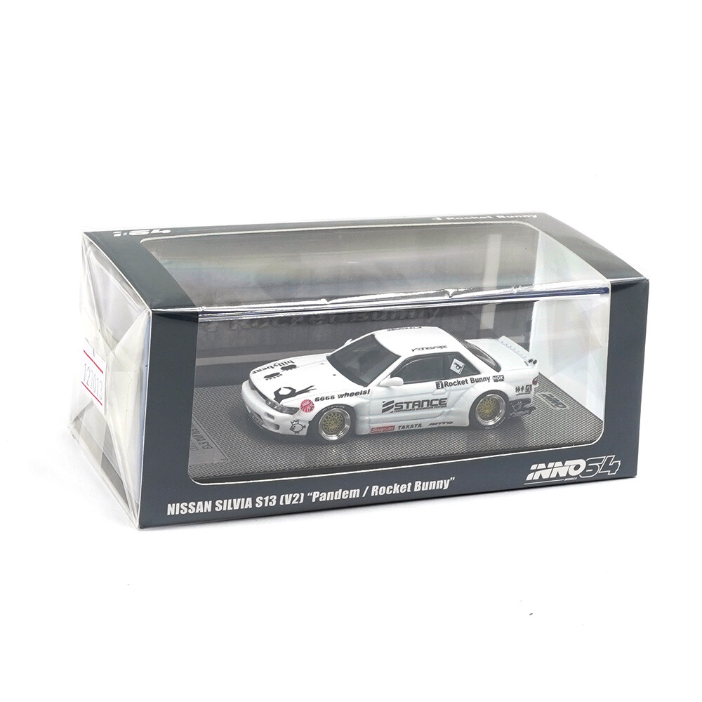 Inno 1/64 NISSAN SILVIA S13 (V2) PANDEM / ROCKET BUNNY White IN64-S13V2-WHI - Thumbnail