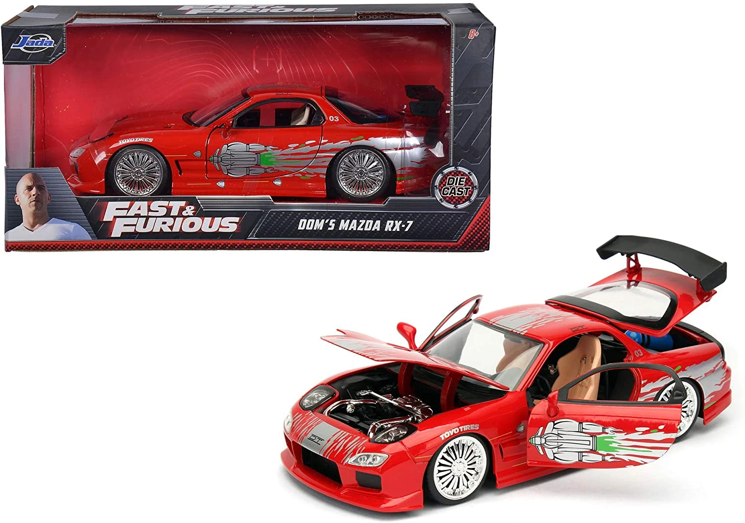 Jada 1:32 Fast & Furious Dom's Mazda Rx-7 - Thumbnail