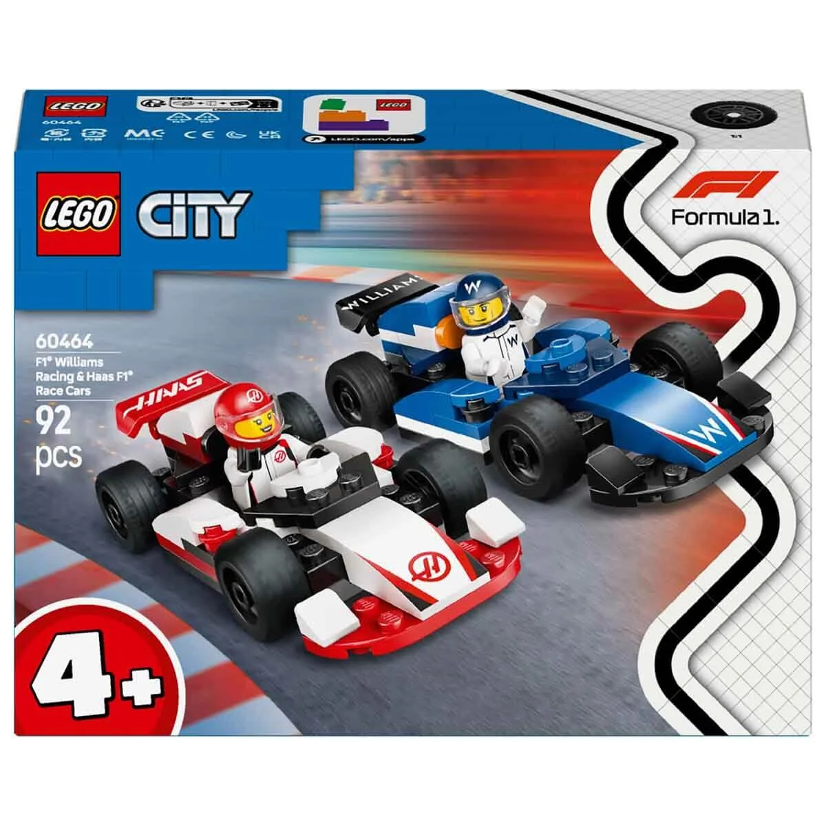 Lego City F1 Williams Racing ve Haas F1 Yarış Arabaları 60464 - Thumbnail
