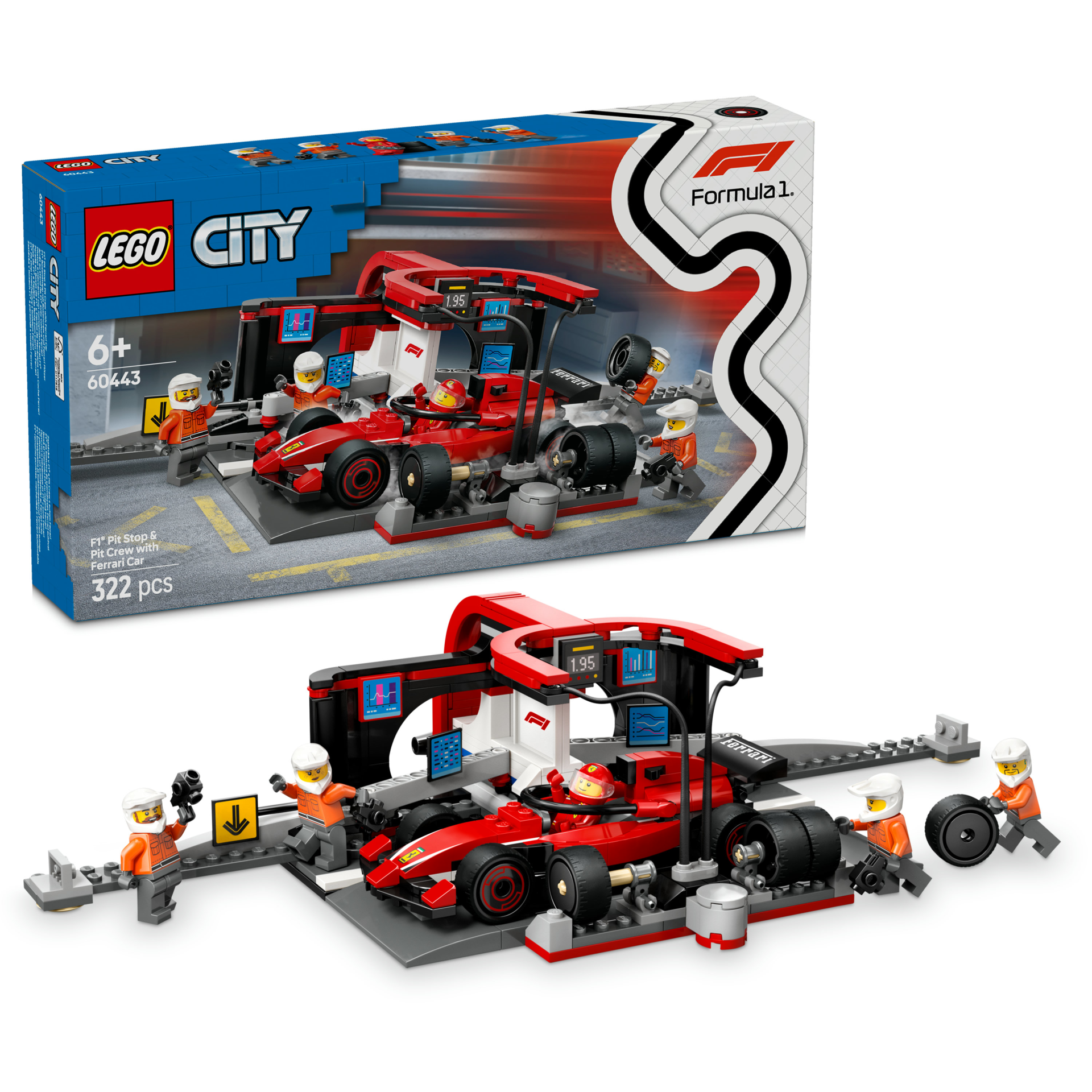 Lego City Ferrari Arabalı F1 Pit Stop ve Pit Ekibi 60443