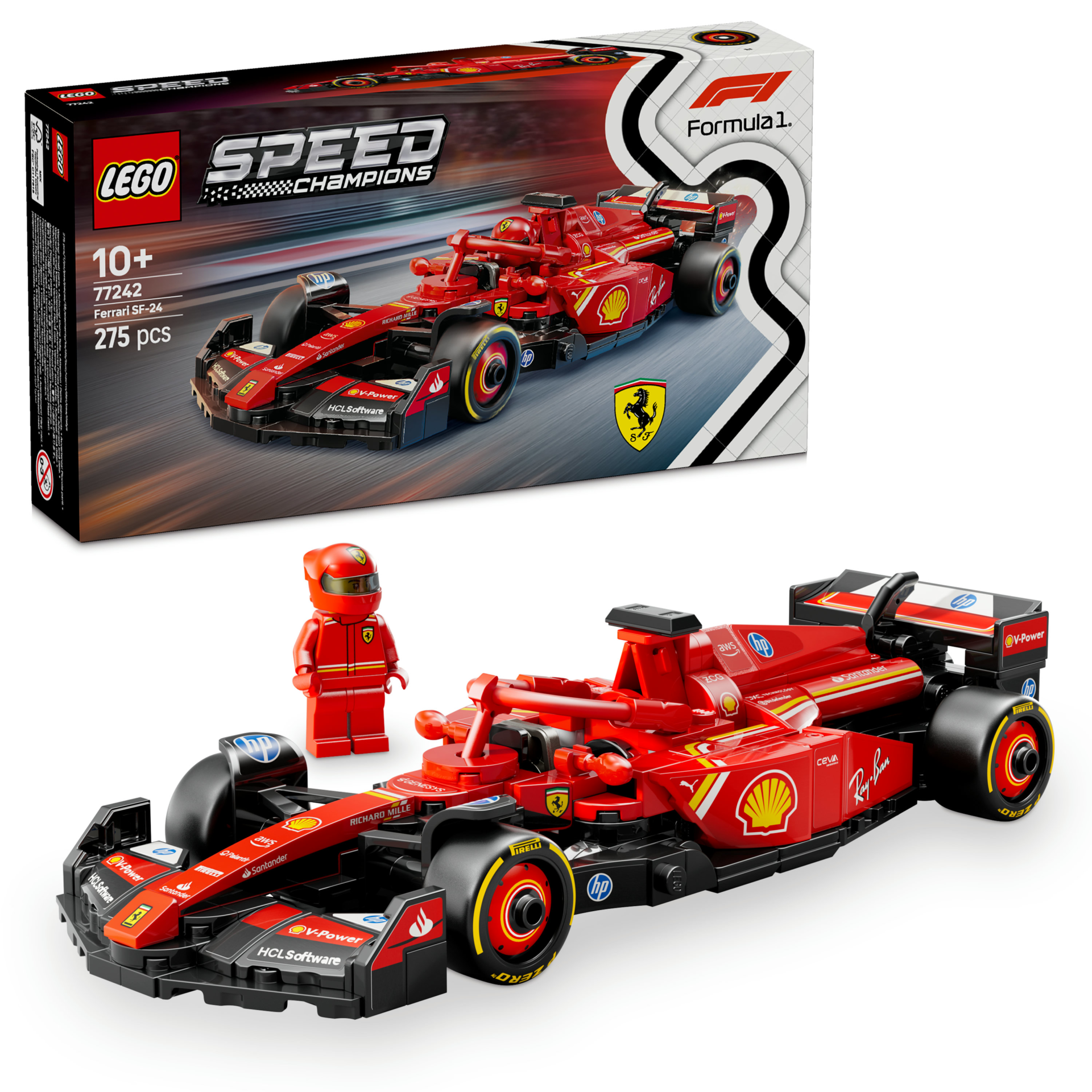 Lego Speed Champions Ferrari SF-24 F1 Yarış Arabası Sürücü Seti 77242