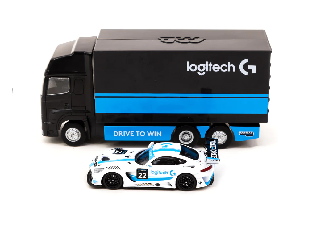 Tarmac Works Mercedes-AMG GT3 Logitech G Race with Plastic Truck Packaging - Logitech Special Edition - HOBBY64 - Thumbnail