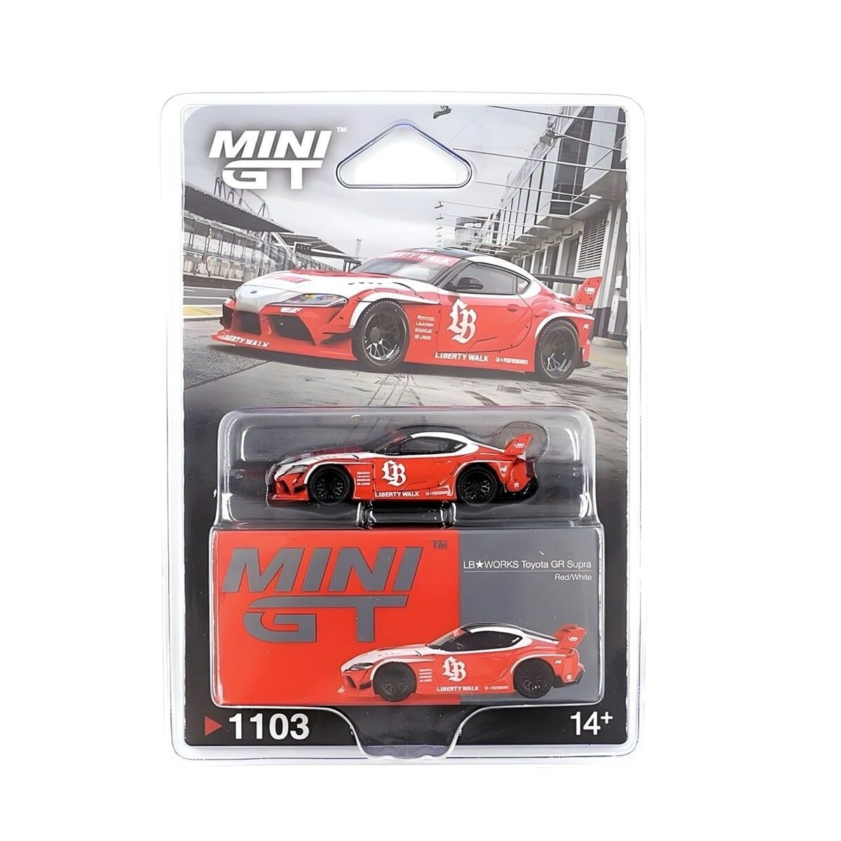 Mini GT - Mini GT 1/64 LB-WORKS Toyota GR Supra Red/White - Blister Paket MGT01103-BL