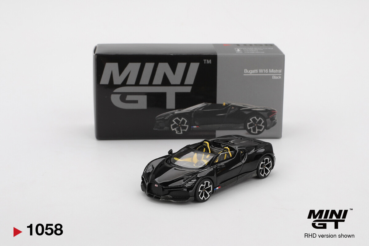 Mini GT - Mini GT 1/64 Bugatti W16 Mistral Black MGT01058