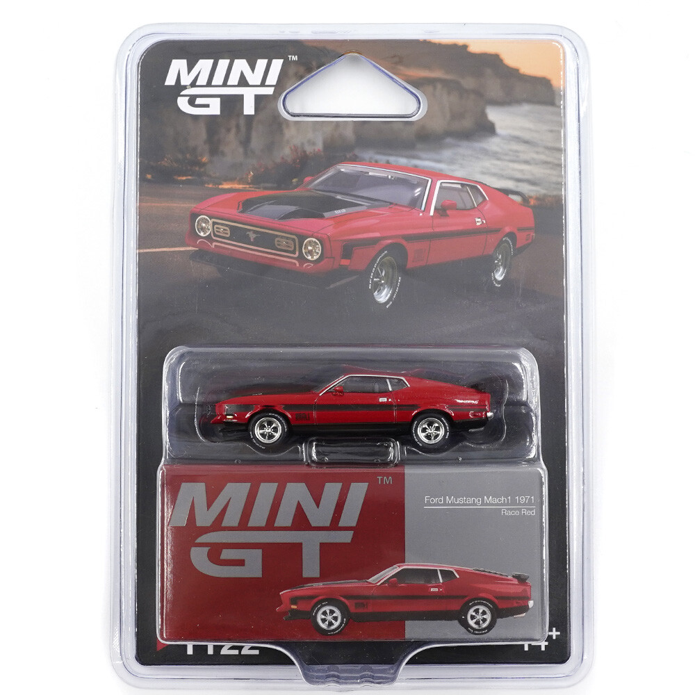Mini GT - Mini GT 1/64 Ford Mustang Mach1 1971 Race Red - Blister Paket MGT01122-BL