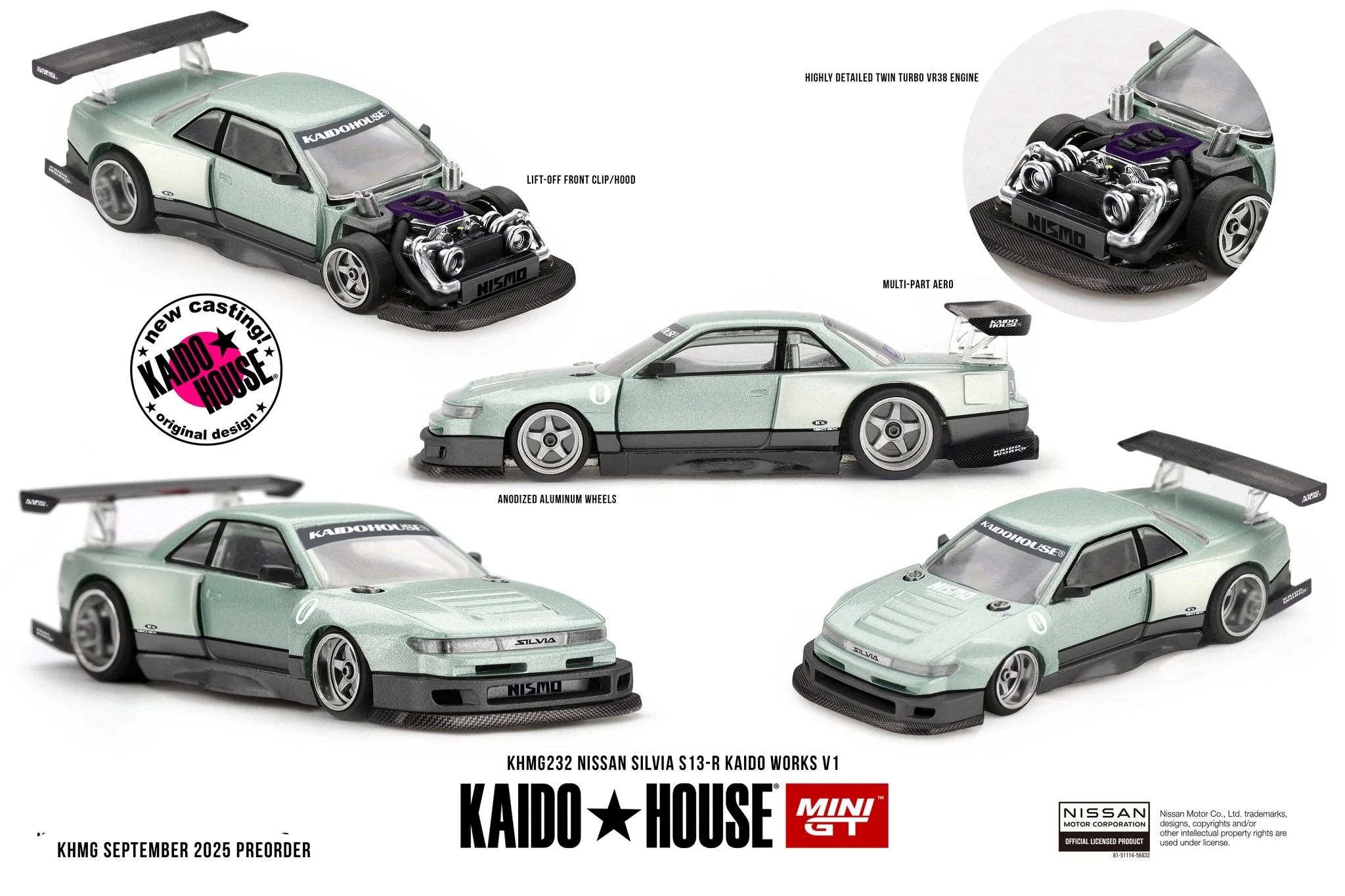 Mini GT - Mini GT 1/64 Kaido House Nissan Silvia S13-R KAIDO WORKS V1 KHMG232