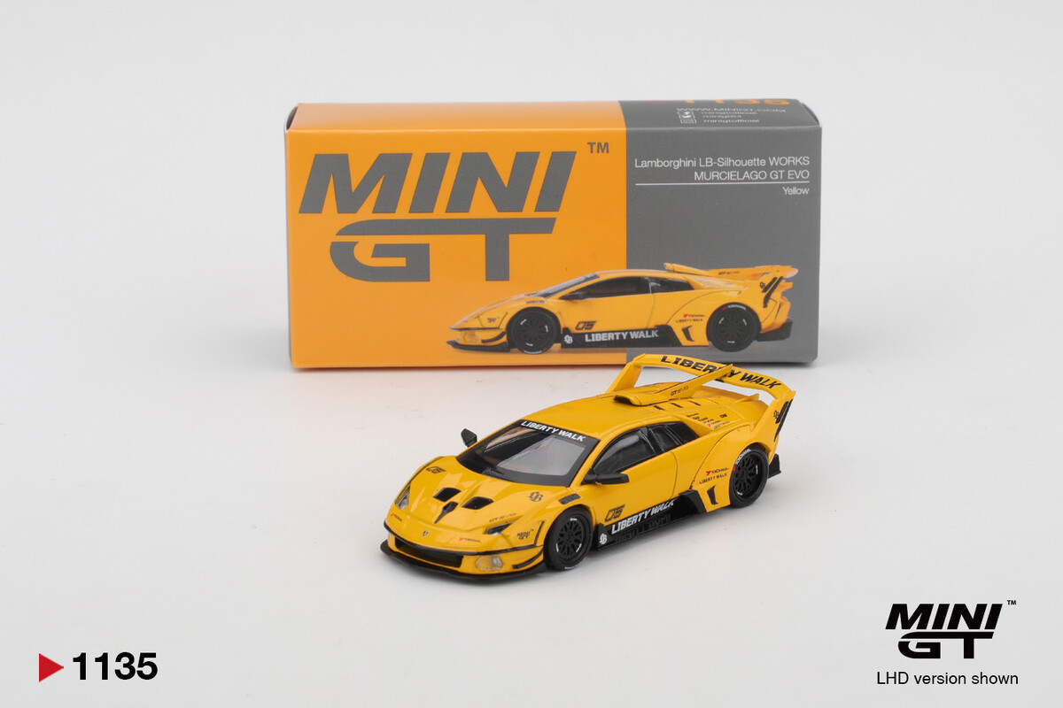 Mini GT - Mini GT 1/64 LB-Silhouette WORKS MURCIELAGO GT Evo Yellow MGT01135