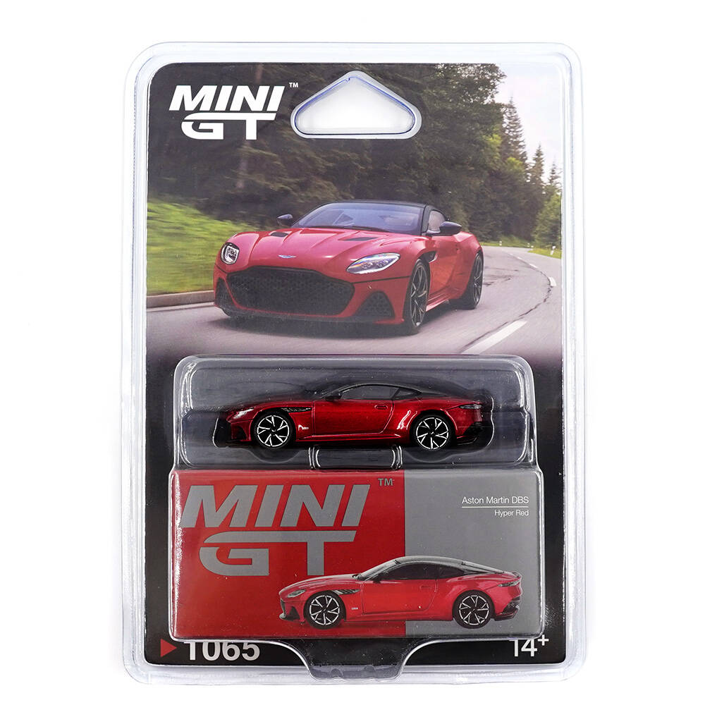Mini GT 1/64 Aston Martin DBS Hyper Red LHD MGT01065-BL