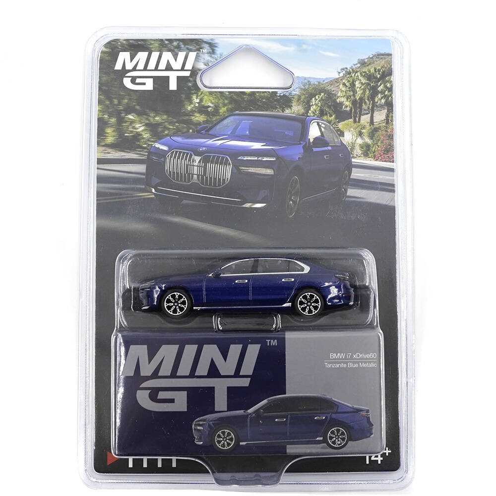 Mini GT 1/64 BMW i7 xDrive60 Tanzanite Blue Metallic - Blister Paket MGT01111-BL