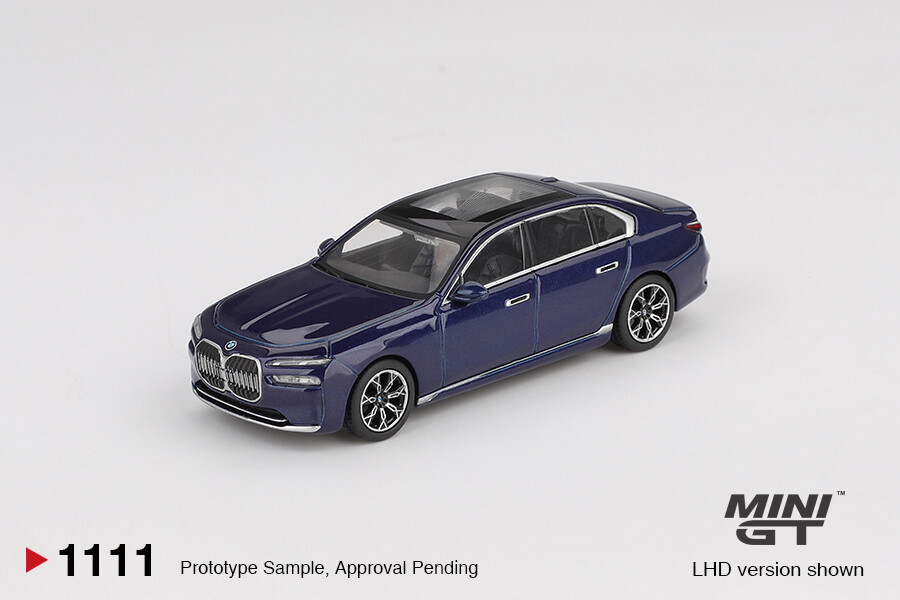 Mini GT 1/64 BMW i7 xDrive60 Tanzanite Blue Metallic MGT01111 - Thumbnail