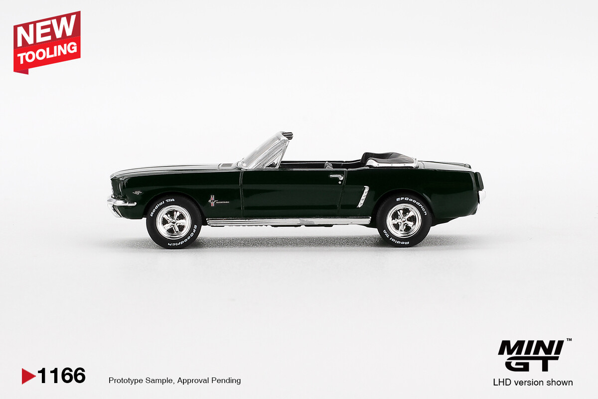 Mini GT 1/64 Ford Mustang Convertible 1964 Highland Green MGT01166 - Thumbnail